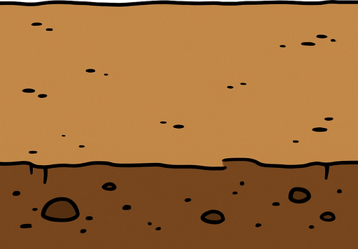Animasyon çizgi dizi tarzında bir toprak ama ne ağaç var nede çimen sadece dümdüz kahverengi toprak açık kahverengi olsun toprak.
In-Game asset.  2d.  High contrast.  No shadows