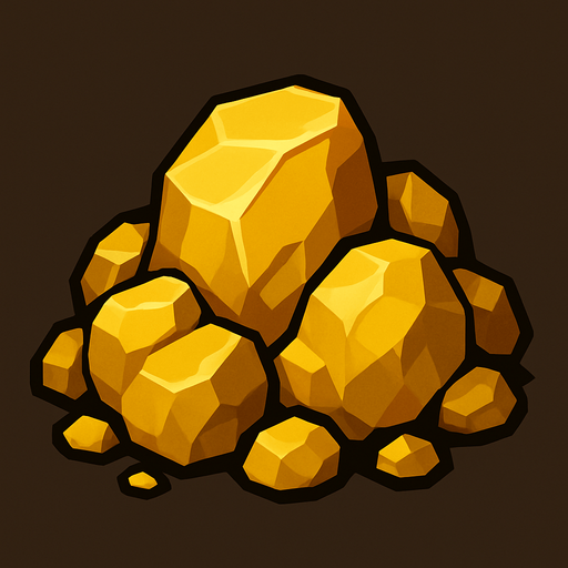 Altın cevheri.
In-Game asset.  2d.  High contrast.  No shadows