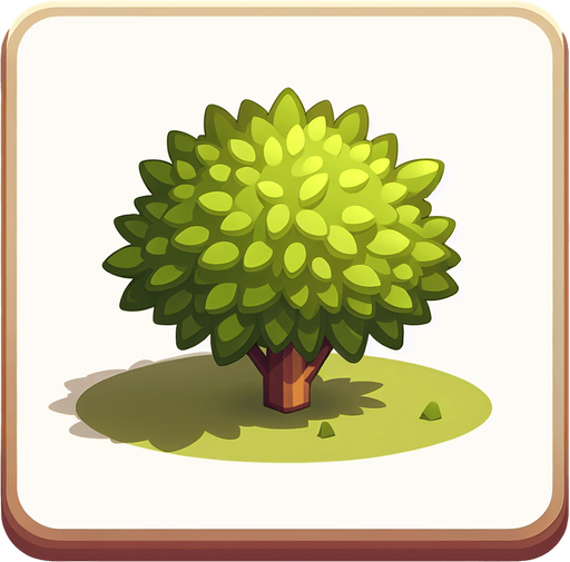 a small bush.
Single Game Texture.  In-Game asset.  2d.  Blank background.  High contrast.  No shadows
