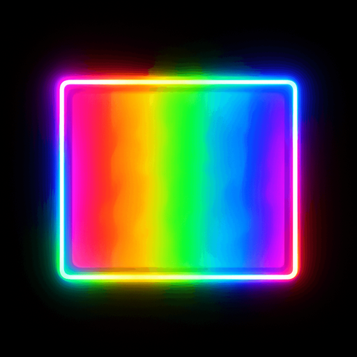 multicolored filled neon rectangle.
In-Game asset.  2d.  High contrast.  No shadows