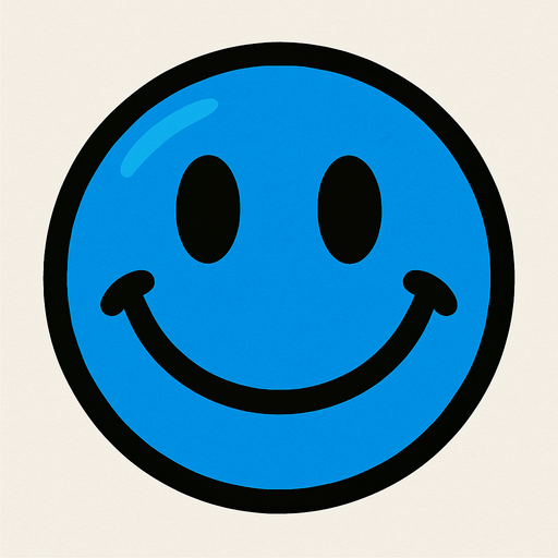 Blue smiley ball.
In-Game asset.  2d.  High contrast.  No shadows