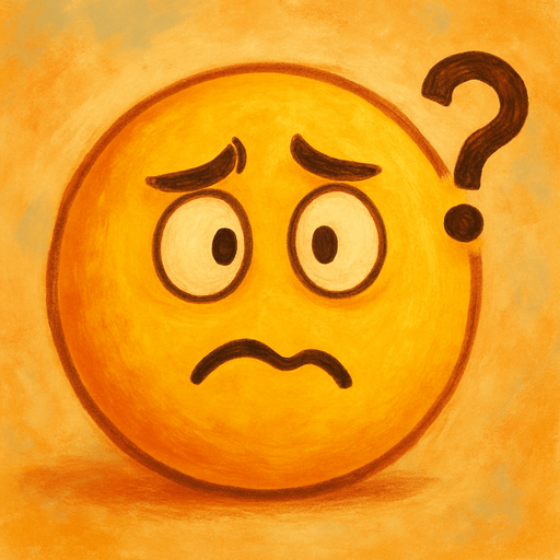 A clever yellow round ball with a yellow confused expression