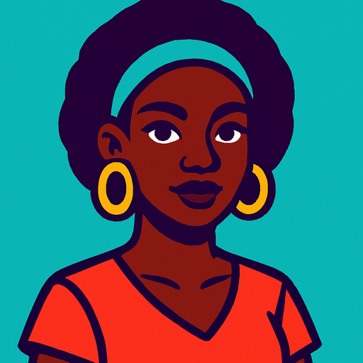 Femme de couleur.
In-Game asset.  2d.  High contrast.  No shadows