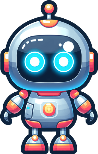 a cute robot. Transparent background..
Single Game Texture. In-Game asset. 2d. Blank background. High contrast. No shadows.