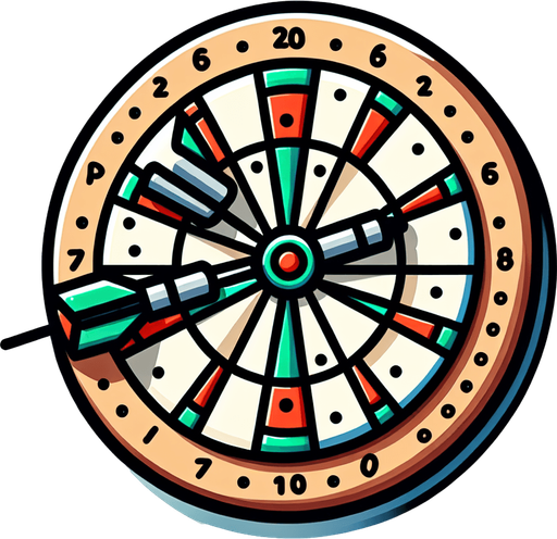 Cartoon flat dart board.
Single Game Texture. In-Game asset. 2d. White background. High contrast. No shadows.