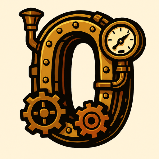 un 0 es estilo steampunk.
In-Game asset.  2d.  High contrast.  No shadows