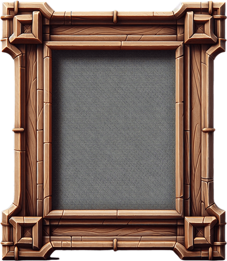 wooden photo frame.
Single Game Texture. In-Game asset. 2d. Blank background. High contrast. No shadows.