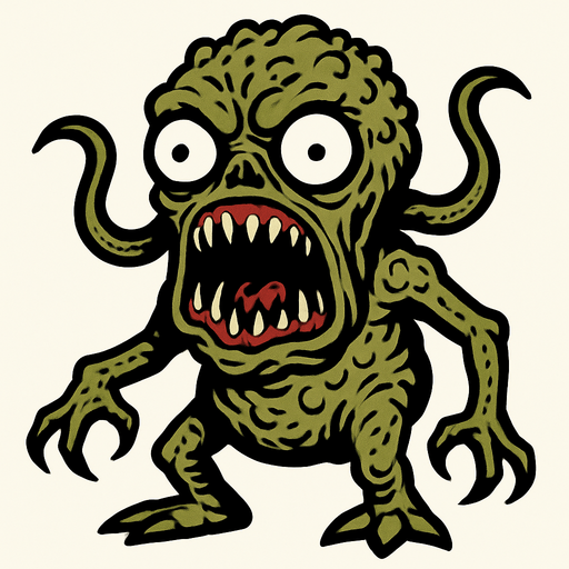 çirkin korkutucu uzaylı.
In-Game asset.  2d.  High contrast.  No shadows