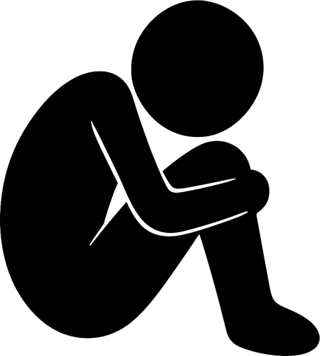 Stickman delgado en posición fetal y que este todo relleno de negro