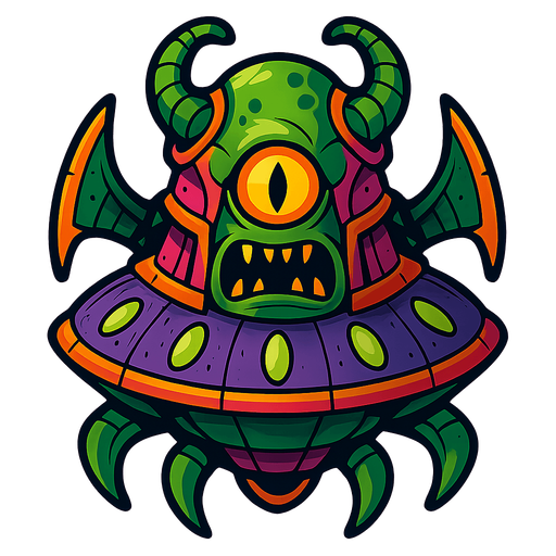 Alien Airships of boss, HD colors.
In-Game asset.  2d.  High contrast.  No shadows
