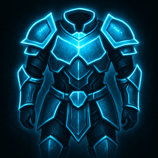 Armor light blue neon.
In-Game asset.  2d.  High contrast.