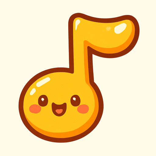 cute 2D illustration of a delicious musical note as a collectible item in a casual mobile game.
In-Game asset.  2d.  High contrast.  No shadows