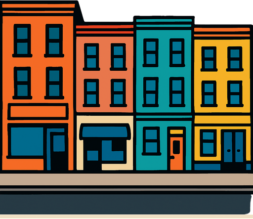 Cadde arka planı.
In-Game asset.  2d.  High contrast.  No shadows