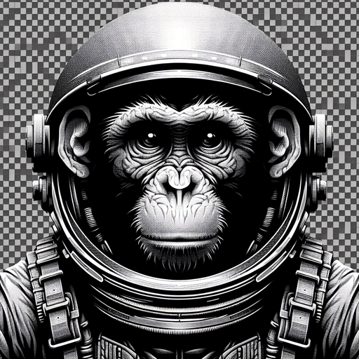 monkey astronaut.
Single Game Texture. In-Game asset. 2d. Blank background. High contrast. No shadows. transparent background