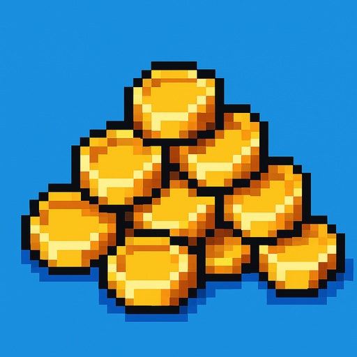 gold.
In-Game asset.  High contrast.  No shadows. pixel. pixel