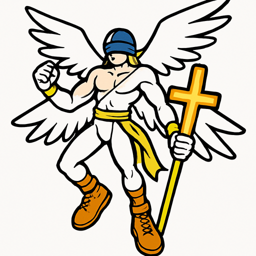 Angemon.
In-Game asset.  2d.  High contrast.  No shadows