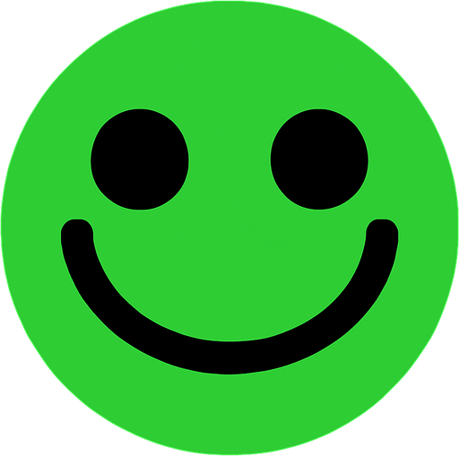 green circle with smile.
In-Game asset.  2d.  High contrast.  No shadows