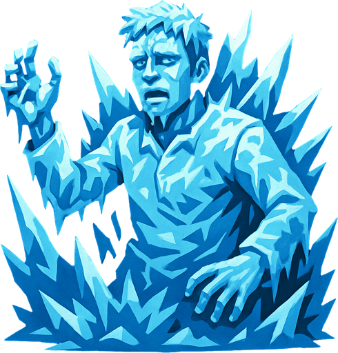 Frozen human.
In-Game asset.  2d.  High contrast.  No shadows