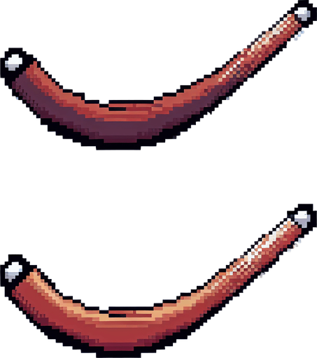 pixel art boomerang
Single Game Texture. In-Game asset. 2d. Blank background. High contrast. No shadows.