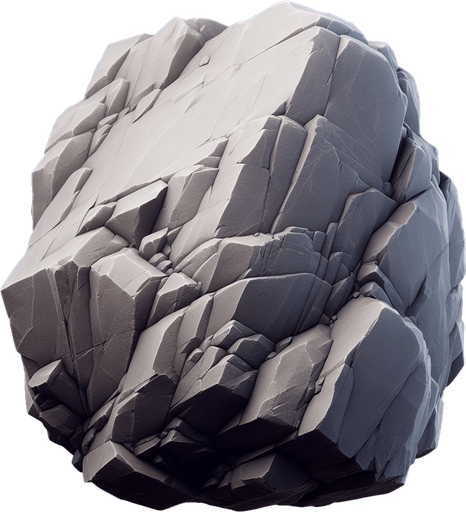 mountain boulder.
Single Game Texture.  In-Game asset.  2d.  Blank background.  High contrast.  No shadows