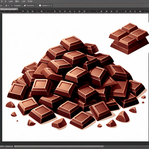 A pile of pieces of milk chocolate.
Single Game Texture. In-Game asset. 2d. Blank background. High contrast. No shadows.