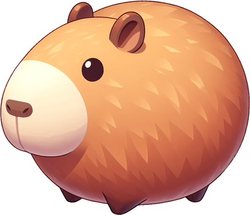 Un capiraba redondo como una pelota.
Single Game Texture.  In-Game asset.  2d.  Blank background.  High contrast.  No shadows