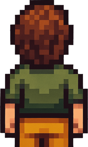yellow plus brown haired man pixel art with different colors of clothing