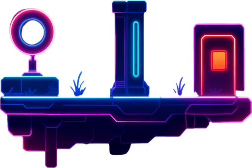 Neon cyberpunk futuristic glowing side-view 2d platformer style platform flat top