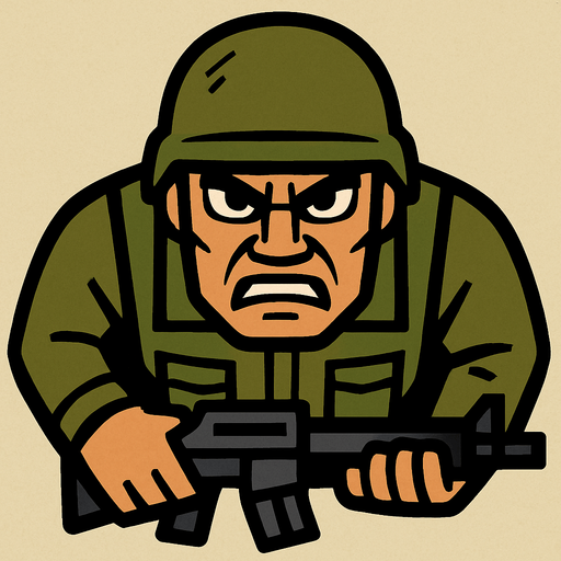 Yukardan bakış asker ve yüz ekle sinirli.
In-Game asset.  2d.  High contrast.  No shadows