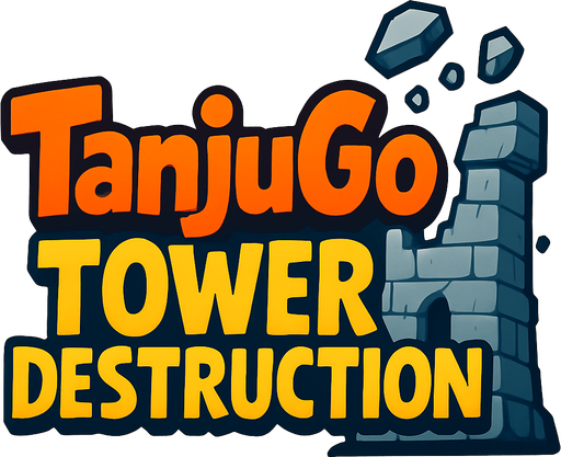 "TanjuGo" 
"Tower Destruction" text logo.
In-Game asset.  2d.  High contrast.  No shadows