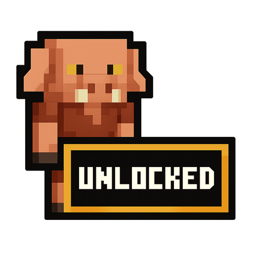 Piglin unlocked button.
In-Game asset.  2d.  High contrast.  No shadows