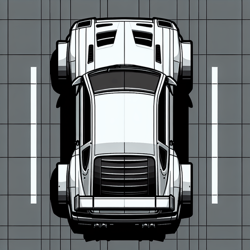 Car top view.
Single Game Texture.  In-Game asset.  2d.  Blank background.  High contrast.  No shadows