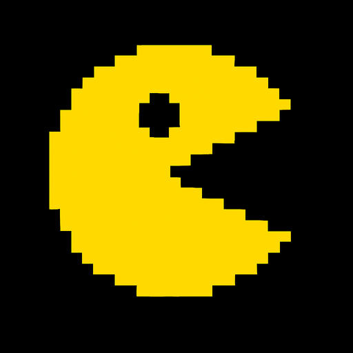 Pac man.
In-Game asset.  2d.  High contrast.  No shadows