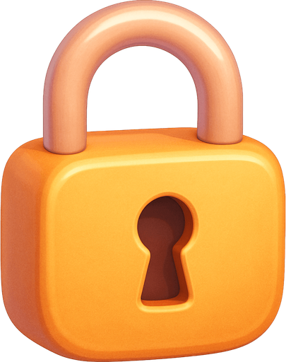 A padlock. Cute soft graphics. soft ambient light. semi-matte to satin surfaces. naturalistic with slight saturation boost colors. Tone is premium, friendly, clean with lifestyle or service-oriented appeal.
In-Game asset.  2d.  High contrast.  No shadows