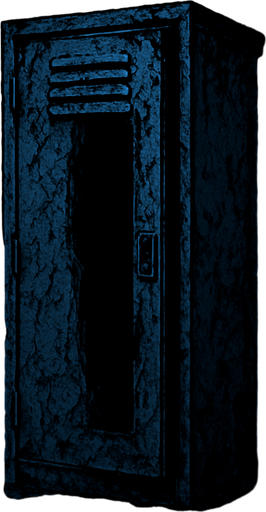 Make a scary dark locker that is blue and make it like it was in a abandoned school.
In-Game asset.  2d.  High contrast.  No shadows