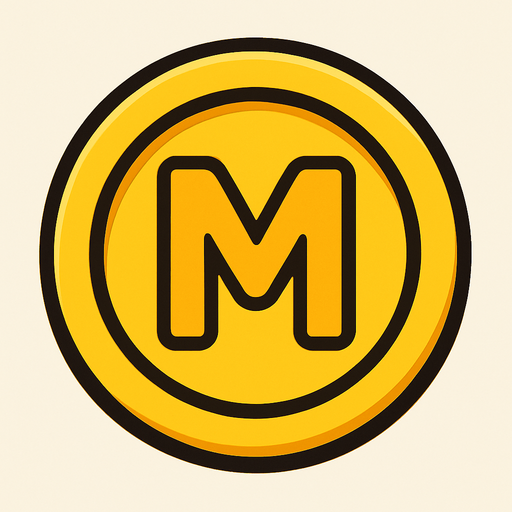 Coin, "m" sign.
In-Game asset.  2d.  High contrast.  No shadows