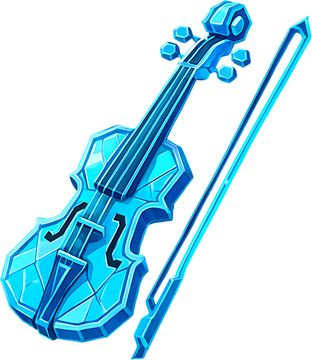 Violin de hielo futurista evolucionado.
In-Game asset.  2d.  High contrast.  No shadows