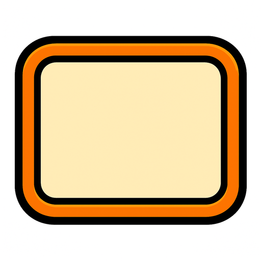 Yuvarlak kenarli dikdortgen.
In-Game asset.  2d.  High contrast.  No shadows