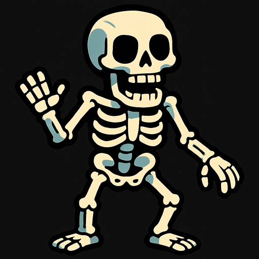 skeleton.
In-Game asset.  2d.  High contrast.  No shadows
