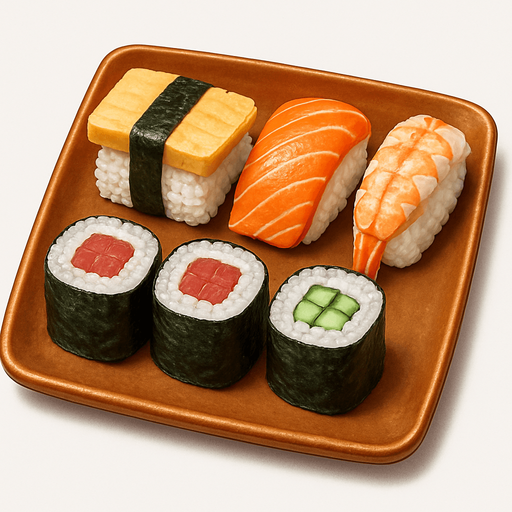 Tabakta Sushi - Gerçekçi - Yazısız.
In-Game asset.  2d.  High contrast.  No shadows