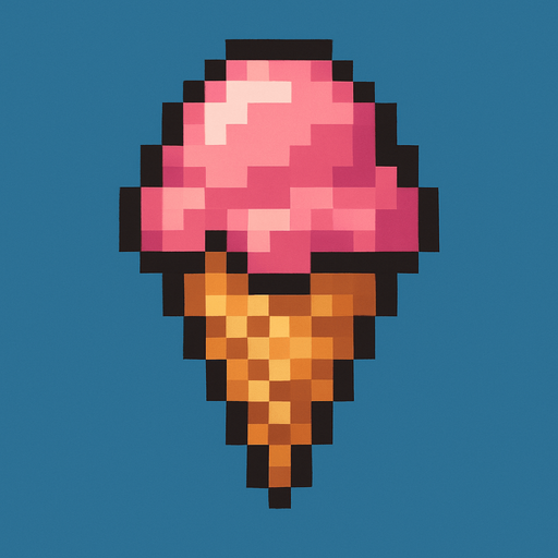Pixilated ice cream.
In-Game asset.  2d.  High contrast.  No shadows