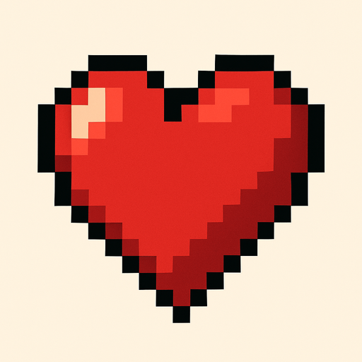 corazon de pixeles.
In-Game asset.  2d.  High contrast.  No shadows