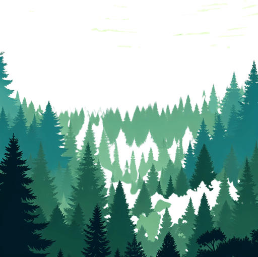 green theme forest by green tones to the sky , not to much detail just simple tree shadows trees has no details just shadowed green and shadowless places, beautiful view.
Single Game Texture.  In-Game asset.  2d.  Blank background.  High contrast.  No shadows