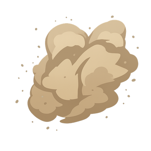 Dust,smoke. No background. Transparent background. Blank background. No shadows. 2d. In-Game asset. flat