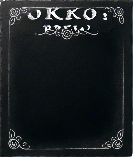 Text "ROOKIE BREW" handwritten in chalk