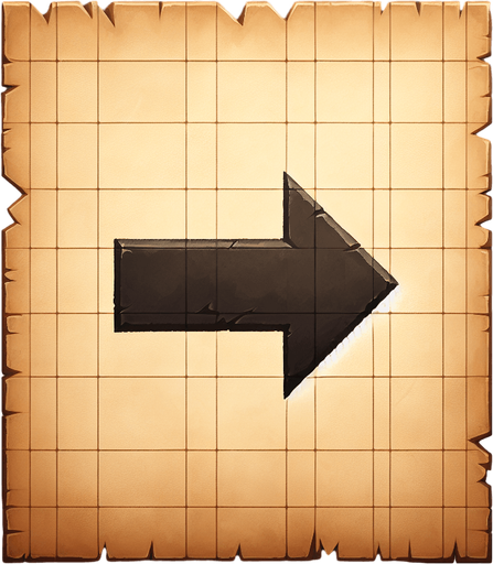 Un papel medieval con una enorme flecha hacia la izquierda de pintura en medio.
Single Game Texture.  In-Game asset. 2d.  Blank background.  High contrast.  No shadows