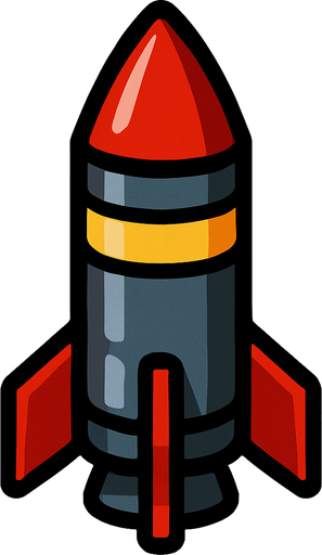 Tiny missile pointing up.
In-Game asset.  2d.  High contrast.  No shadows