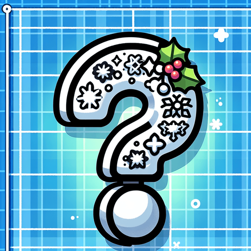 cartoon christmas inspired question mark
Single Game Texture. In-Game asset. 2d. Blank background. High contrast. No shadows.