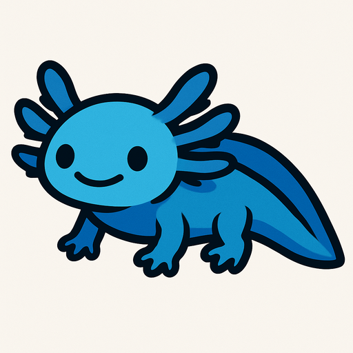 Un ajolote azul.
In-Game asset.  2d.  High contrast.  No shadows