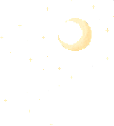 Night sky background, dark blue clouds, stars and moon, peaceful nighttime atmosphere, 2D pixel art.
In-Game asset.  2d.  High contrast.  No shadows